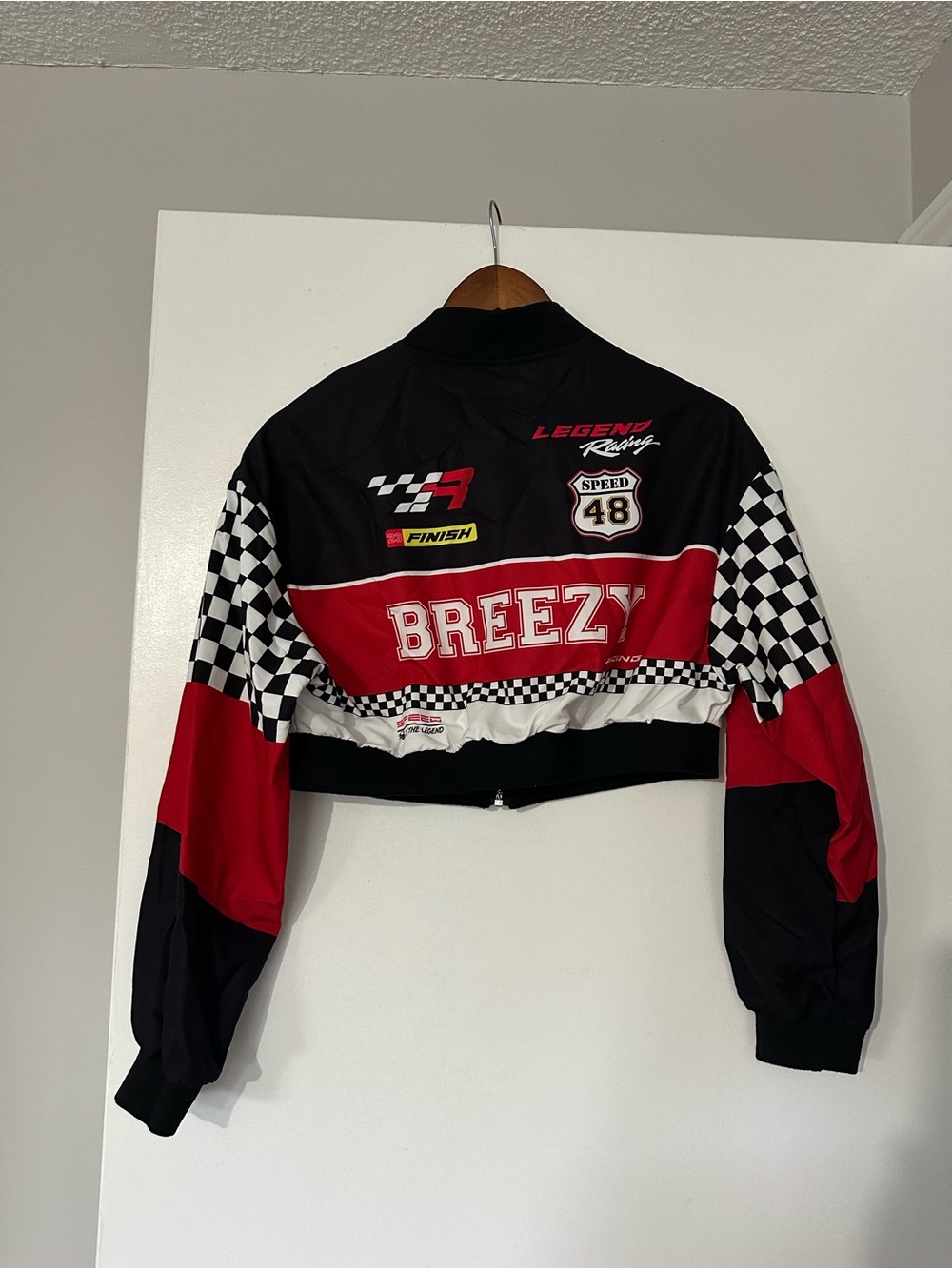 Red & Black Racing Style Cropped Jacket - Picture 2 of 2